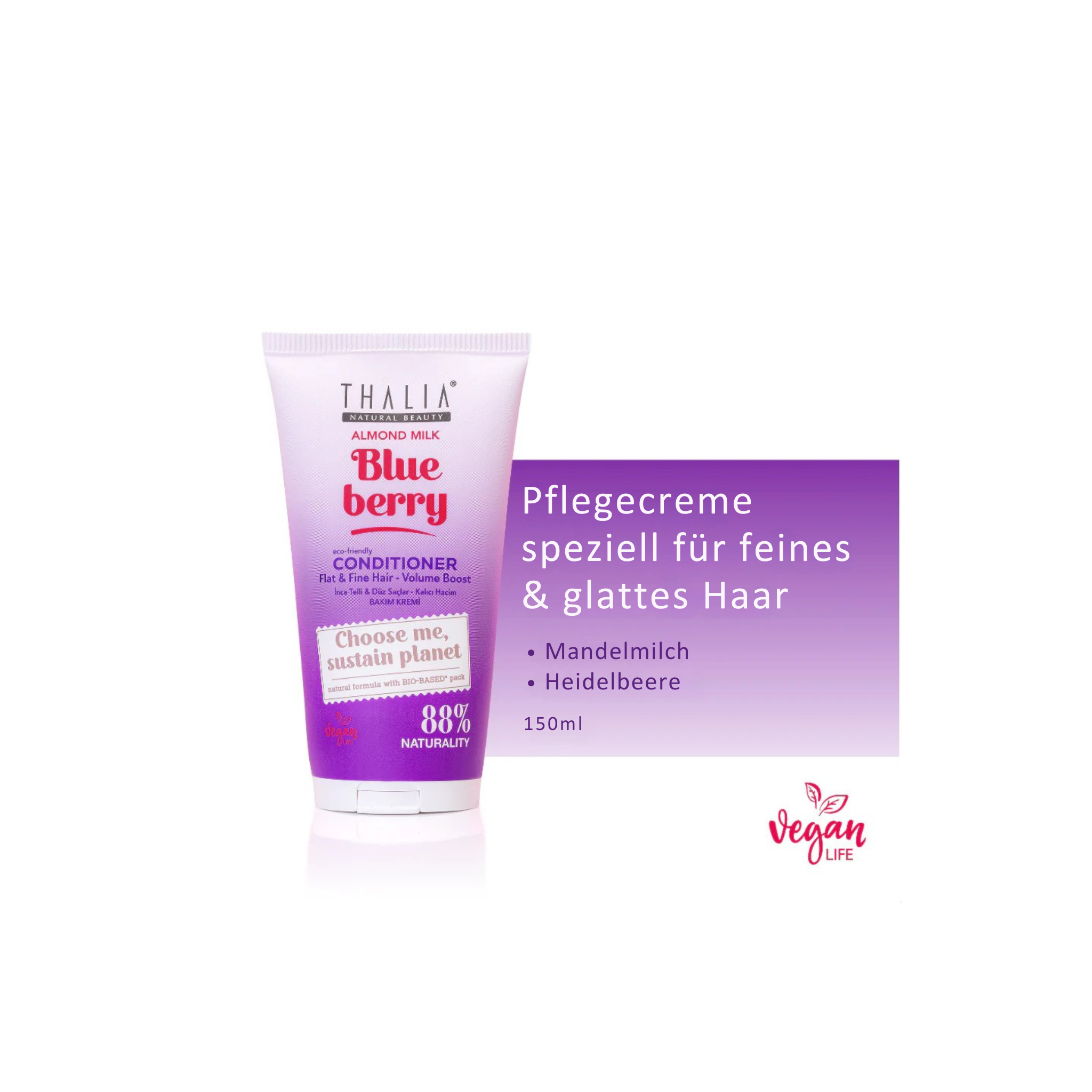 Sugarcane Mandelmilch & Blaubeere-Extrakt Conditioner - für feines & glattes Haar 150ml